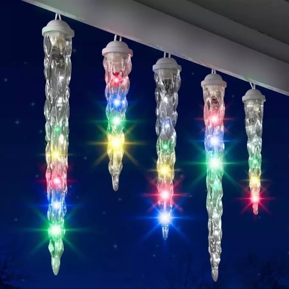Gemmy Lightshow Shooting Star Multi-Color LED Falling Icicle Lights Set of 10 - Picture 2 of 9